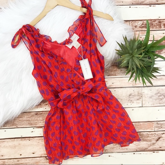 julie brown Tops - NWT Julie brown silk heart printed sleeveless top